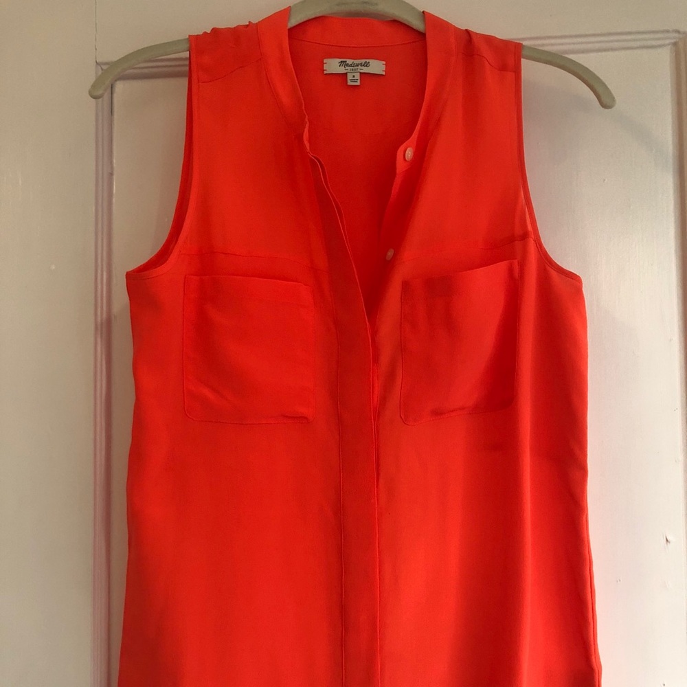 Madewell Silk Sleeveless Button Down Top